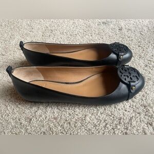 Tory Burch Black Flats with Logo Detail